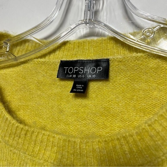 Topshop Wide Sleeve Crop Sweater in Yellow 6 NWOT - Picture 4 of 13